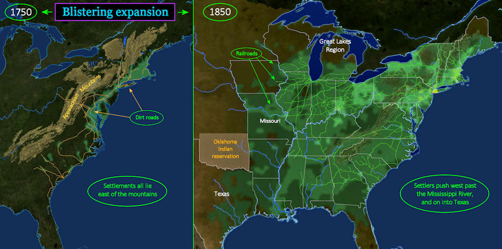 Population growth, 1750-1850 map